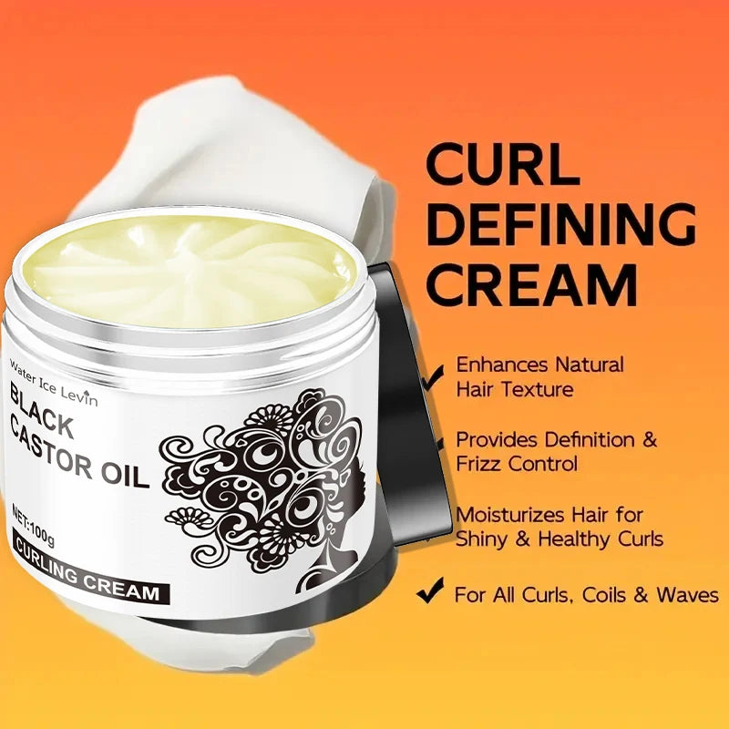 Black Castor Oil Curly Hair Styling Cream - Moisturizing Hair Cream Suitable for Normal Hair