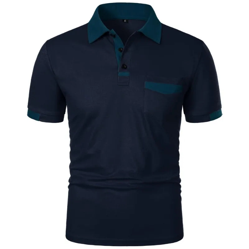 New Men's Short Sleeve T Shirts Solid Color Polo Shirt with Pockets Breathable Loose Basic Shirts for Men Lightweight Tops