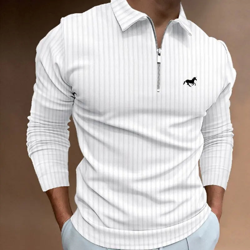 Men's Long Sleeved Zipper Polo Shirt Men's Casual Lapel Polo Shirt Fashionable Polo Shirt Casual Men's Polo Shirt  Men's Top
