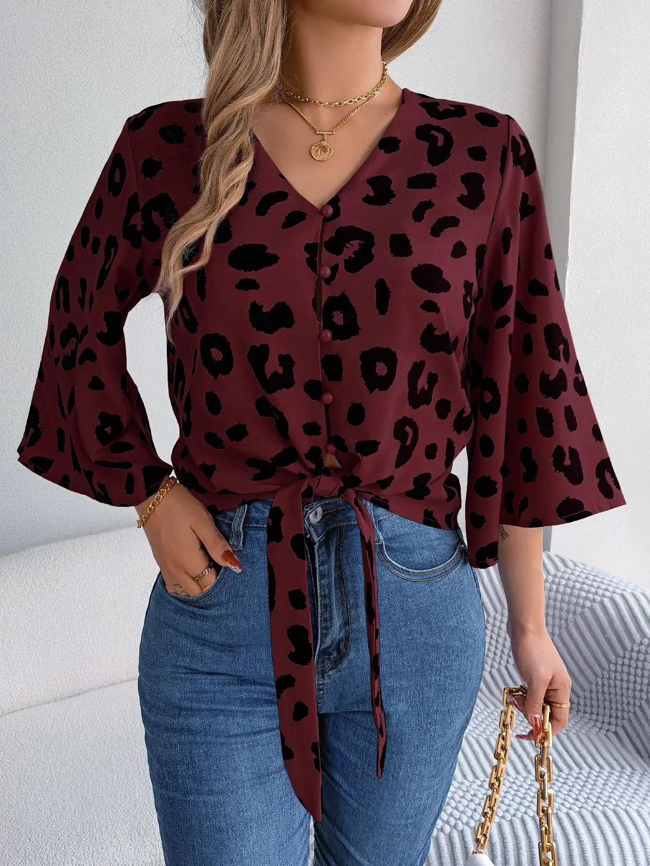 VigoCasey 2025 Female Leopard Print Chiffon Shirt Women Casual Long Sleeve Top Spring Office Lady Single Breasted Tops Clothes