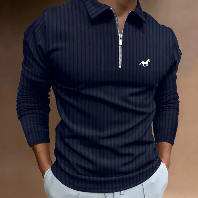 Men's Long Sleeved Zipper Polo Shirt Men's Casual Lapel Polo Shirt Fashionable Polo Shirt Casual Men's Polo Shirt  Men's Top