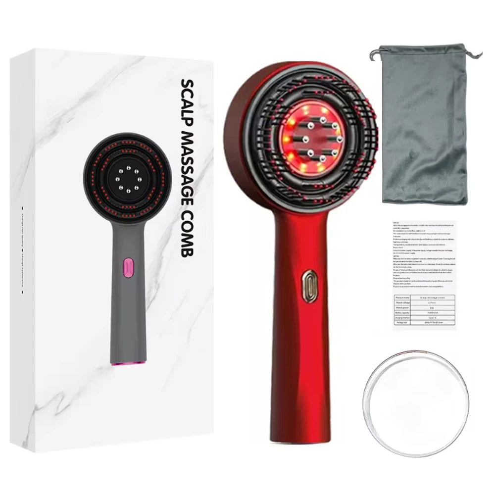 3 Modes Electric Vibration Massage Comb Red Light Therapy Hair