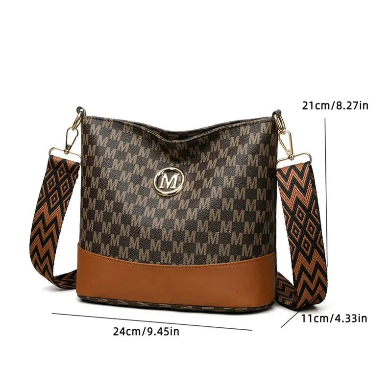New retro color crossbody bag, M letter handbag, high quality PU bag, business and leisure all kinds of tote bag