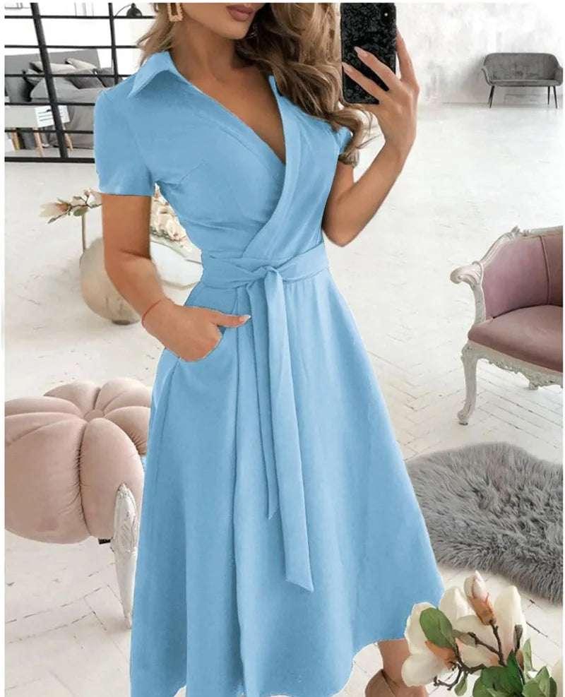 Rainbow Striped Print Summer Dress 2023 Women Button Up Short Sleeve Casual Vintage Shirt Long Dress Ladies Elegant Maxi Dresses