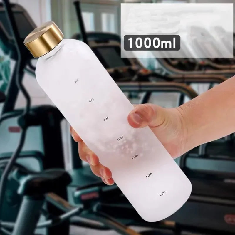 Water Cup Outdoors Sports Water Bottle Frosted Plastic Space Cup with Time Scale 1000ml