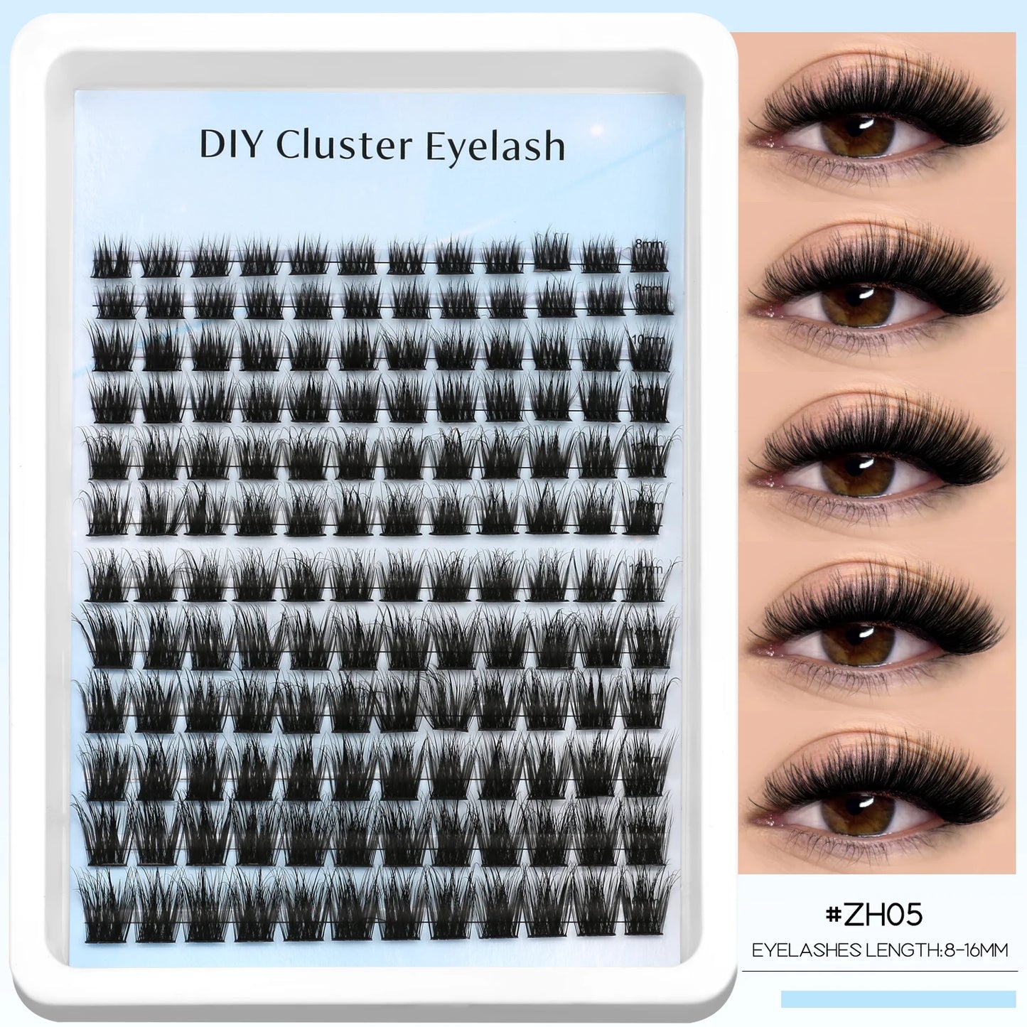 GROINNEYA Lashes Clusters Faux Mink Lashes Eyelash Extension Voluminous Fluffy Wispy Cat Eyelashes Eyelashes Clusters Makeup
