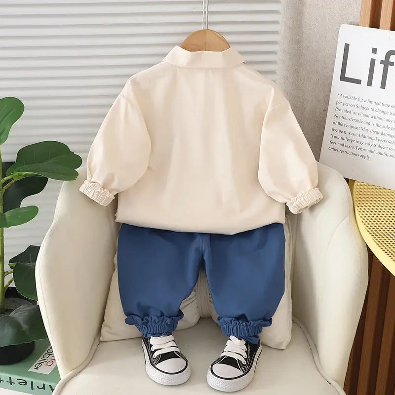 New Spring Kids Clothes Kids Cotton Sport Patchwork Dinosaur Baby Shirt Jeans 2Pcs/Set Children Boys Casual Suit 1 2 3 4 5 Years