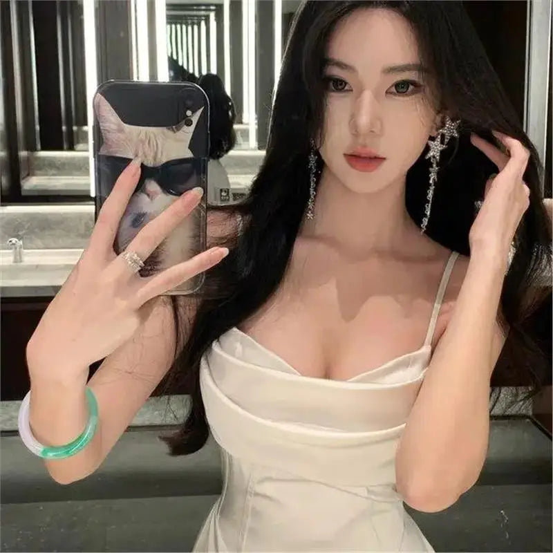 Pure Desire Spring Summer Women's Dr Wind Prure Pleat Design Strapl A-Line Long Skirt Slimming Effect No Sve