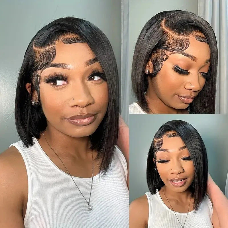 Newmi Bob Wigs Short Bob Wig Lace Front Human Hair Wigs Straight Hair 13x4 Lace Frontal Human Hair Bob Wigs for Women