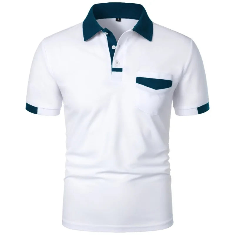 New Men's Short Sleeve T Shirts Solid Color Polo Shirt with Pockets Breathable Loose Basic Shirts for Men Lightweight Tops
