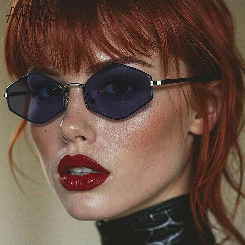 Small Hexagon Irregular Punk Sunglasses Women 2026 Luxury Brand Design Vintage Polygon Sun Glasses Metal Frame Shades Eyewear