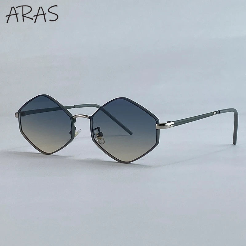 Small Hexagon Irregular Punk Sunglasses Women 2026 Luxury Brand Design Vintage Polygon Sun Glasses Metal Frame Shades Eyewear