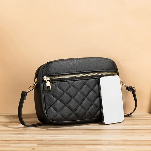PU Leather Crossbody Bags Zipper New Fashion Shoulder Bag for Women Large Capacity Embroidery Thread Small Purse and Handbags