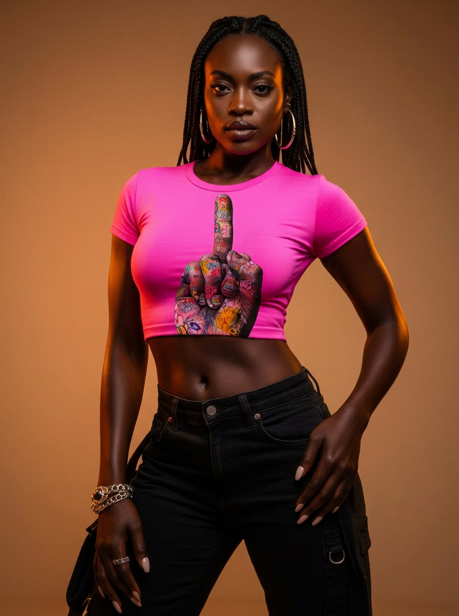 Women's Crop top Graffiti hand