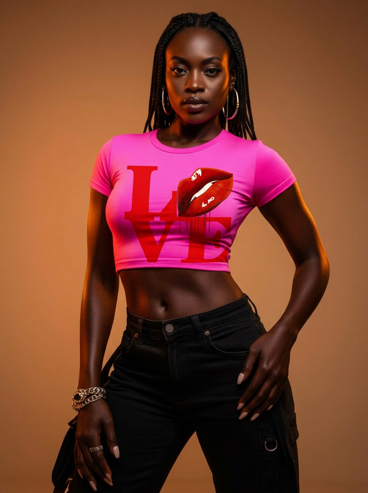 Women's Crop top love lips