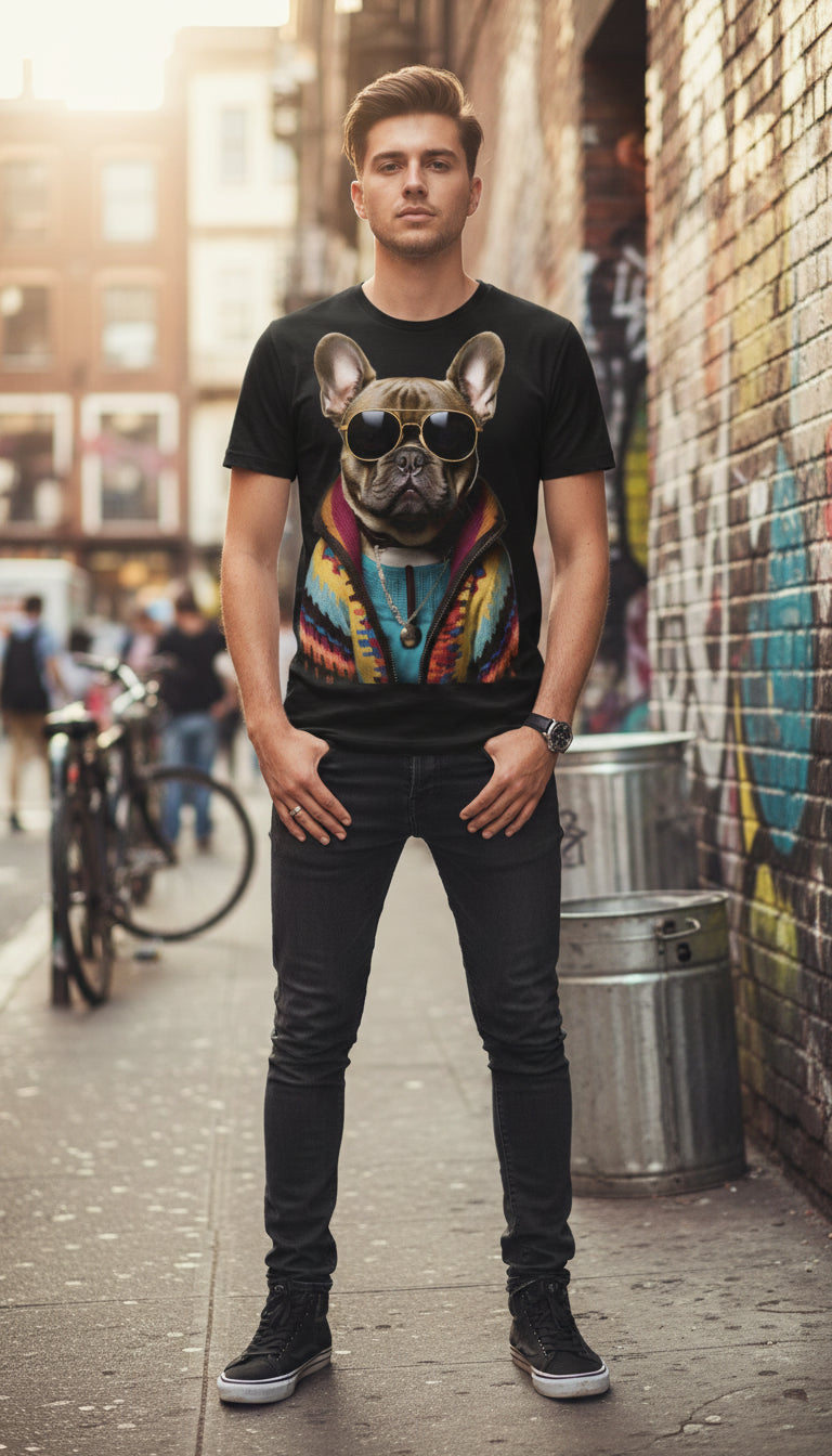 T-Shirt Cool Frenchie - Porté